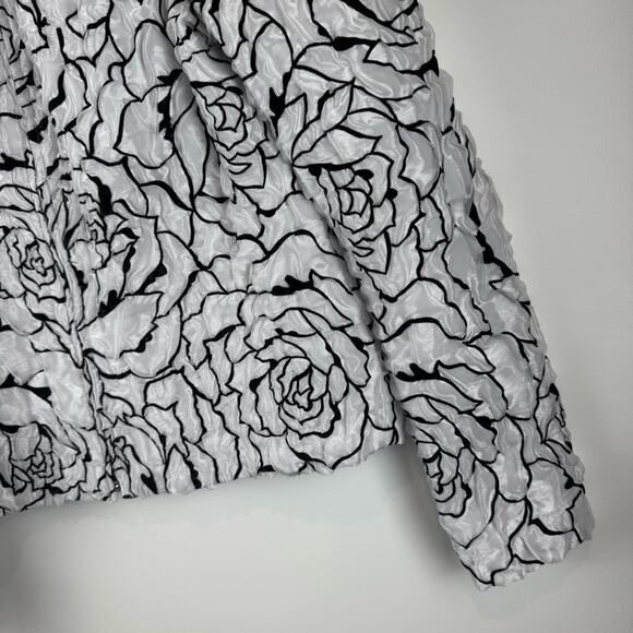 ALGO Women's Black and White Floral Jacket ~ L - Picture 3 of 14